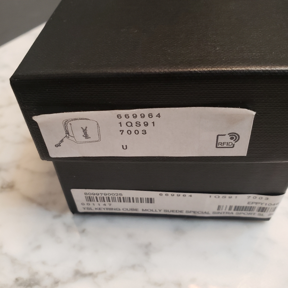 Saint Laurent Cube Molly Suede YSL Keyring/Coin pouch - Picture 11 of 11